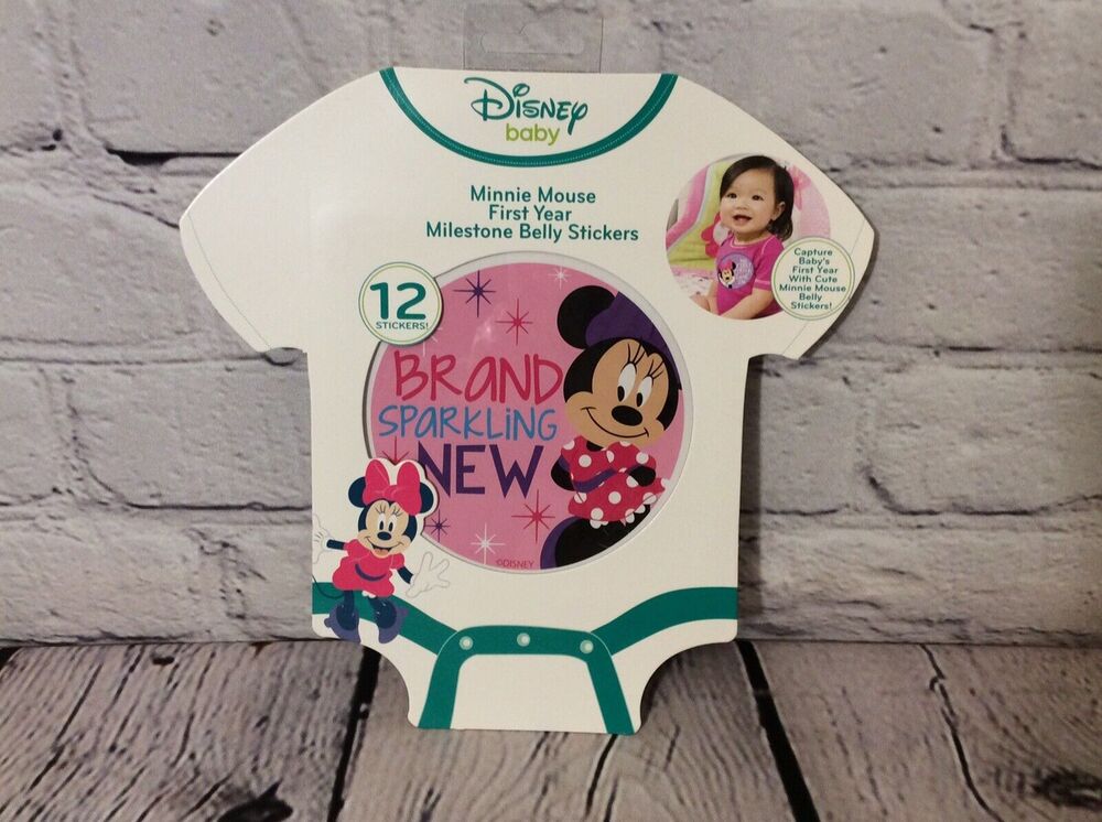 Disney Baby Girl Minnie Mouse Monthly Milestone Photo Prop Belly Stickers 12pcs